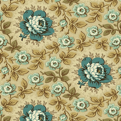 Oak Alley Climbing Rose in Cream and Teal Blue by Di Ford-Hall