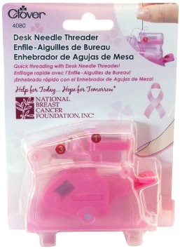 Clover Desktop Needle Threader Pink Breast Cancer Benefit
