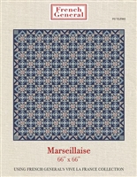 Marseillaise Quilt Pattern by French General by French General features two pieced patchwork blocks that alternate, and are expertly finished by a pieced outer border.