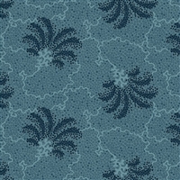 BANNARD HILLS: Palm & Coral  in Teal Blue is a beautiful background, blender fabric  designed by Michelle Yeo.