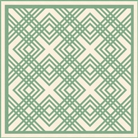 Emerald Quilt Pattern cover shows a cream and green graphic modern quilt with lattice strips.