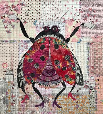 Scarlett The Lady Bug Collage Pattern by Laura Heine