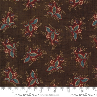 Maria's Sky Leaves in Chocolate Brown with Red  by Betsy Chutchian for Moda