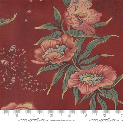 Kate's Garden In Floral Bloom-An Antique Rose Red  by Betsy Chutchian for Moda