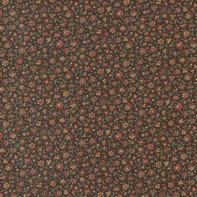 Kate's Garden Asters Floral Fabric in Chocolate Brown by Betsy Chutchian for MODA FABRICS
