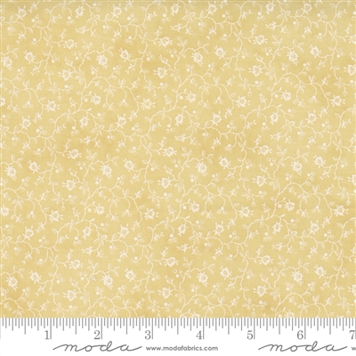 Soft buttery yellow blender fabric with tiny briar vine motif