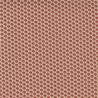 This fabric features a tiny flour on a red ground