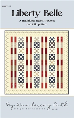 Liberty Belle Quilt Pattern by My Wandering Path makes a quilt with stars and  stripes in red, white and blue