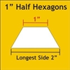 1 Inch Half Hexagon Papers - 75 Papers