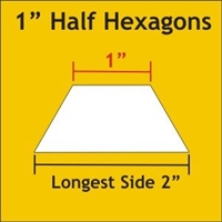 1 Inch Half Hexagon Papers - 75 Papers
