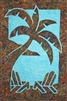 This 2 color applique quilt features a palm tree shading 2 Adirondack chairs looking out to the beautiful vista.