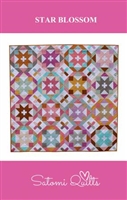 The photo shows the Star Blossom quilt which is an intricate interlocking star quilt.