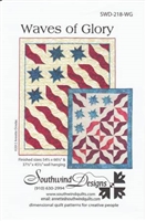 Waves of Glory Quilt Pattern by Southwind Designs makes a quilt with stars and wavy stripes in red, white and blue