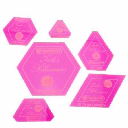 Tula Bloom Acrylic Cutting Templates Tula Pink English Paper Piecing 6 piece  set in an acrylic case