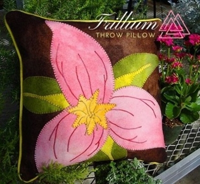 Trillium Wool Applique Throw Pillow PATTERN