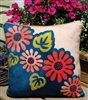 Gorgeous designer Pop Art Posies wool applique pillow pattern crafted in buttery soft, hand dyed wool in vibrant color.